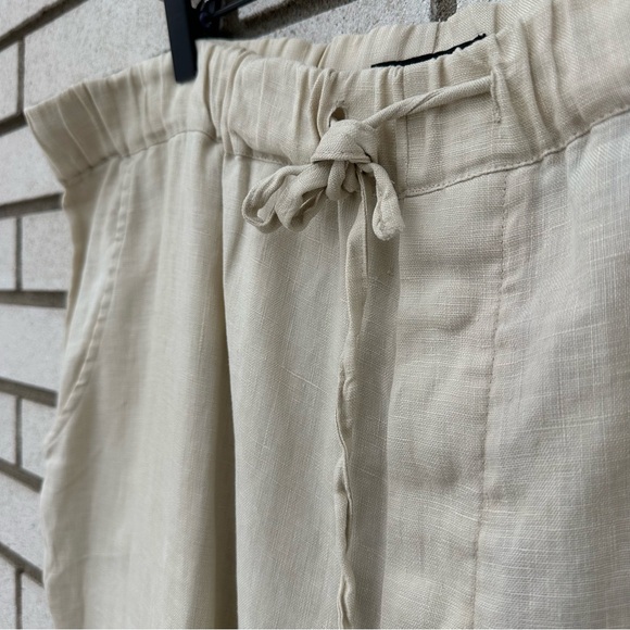 Rochester 100% Linen Pants XL Beige Drawstring Elastic Waist Relaxed Coastal - Picture 3 of 11